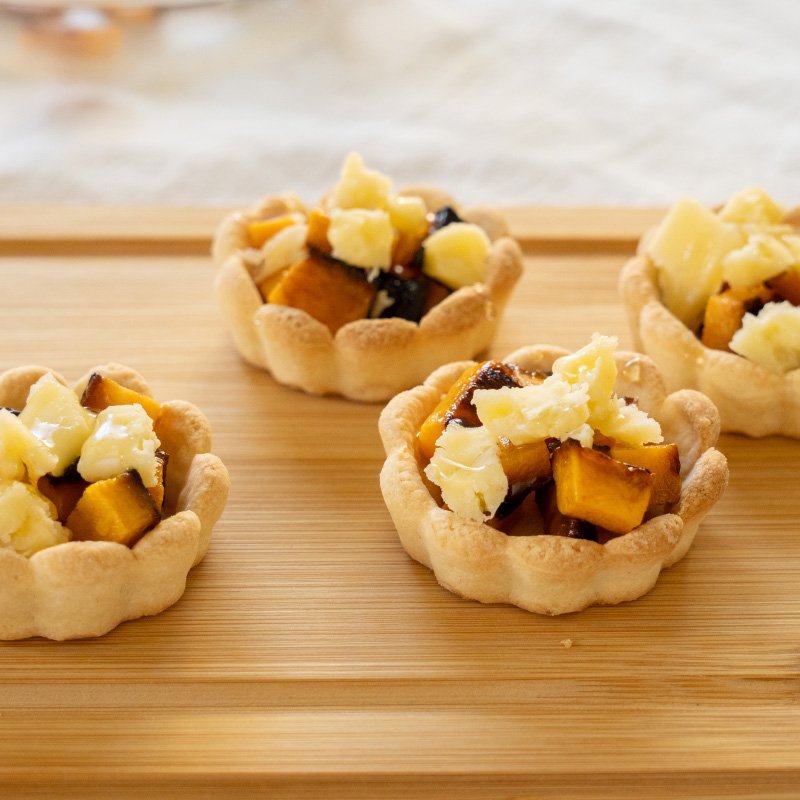 Tarteletas de calabaza, parmesano y miel